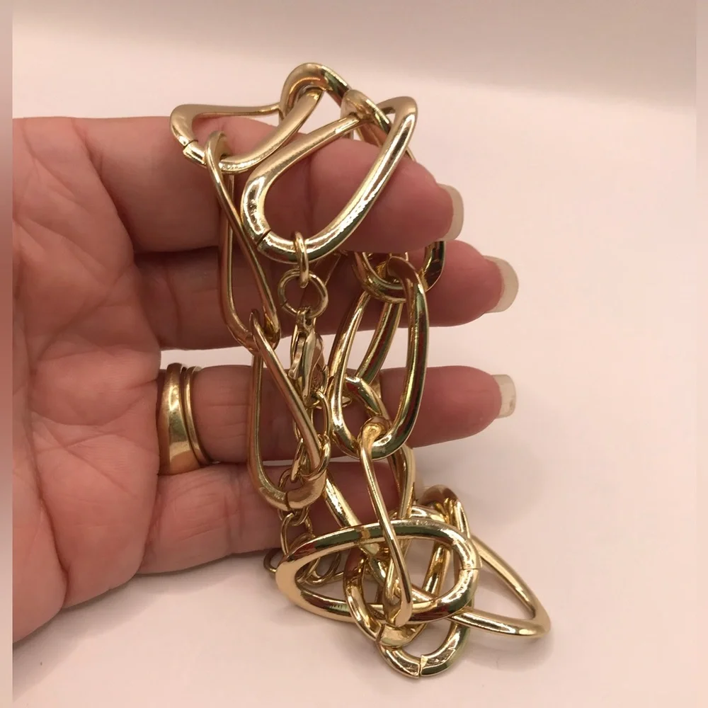 Gold-Tone Large Chain Links Necklace - Picture 8 of 8